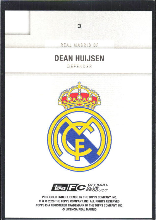 2025-26 Topps Real Madrid Team Set #3 Dean Huijsen – baksida