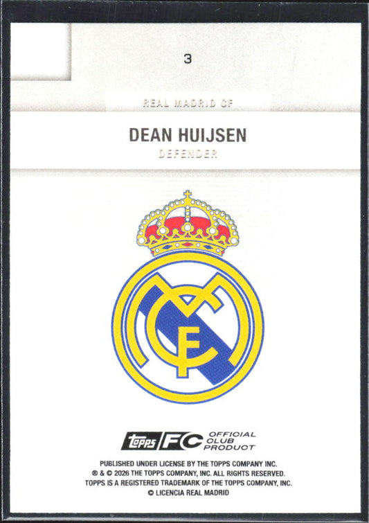 2025-26 Topps Real Madrid Team Set #3 Dean Huijsen – baksida