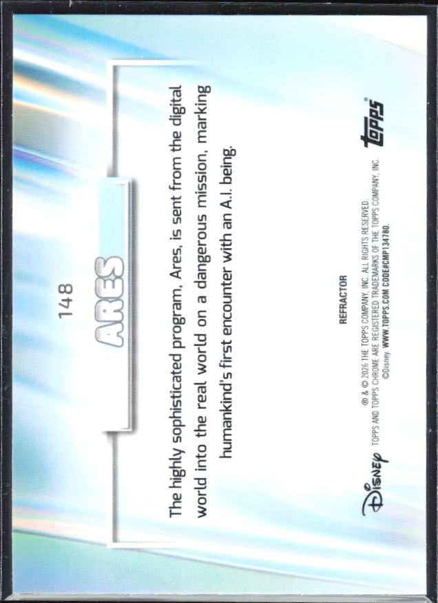 2026 Topps Chrome Disney #148 Ares Refractor – baksida