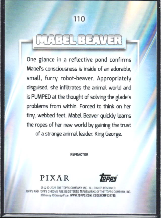 2026 Topps Chrome Disney #110 Mabel Beaver Refractor – baksida