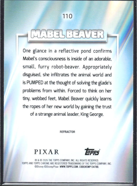 2026 Topps Chrome Disney #110 Mabel Beaver Refractor – baksida