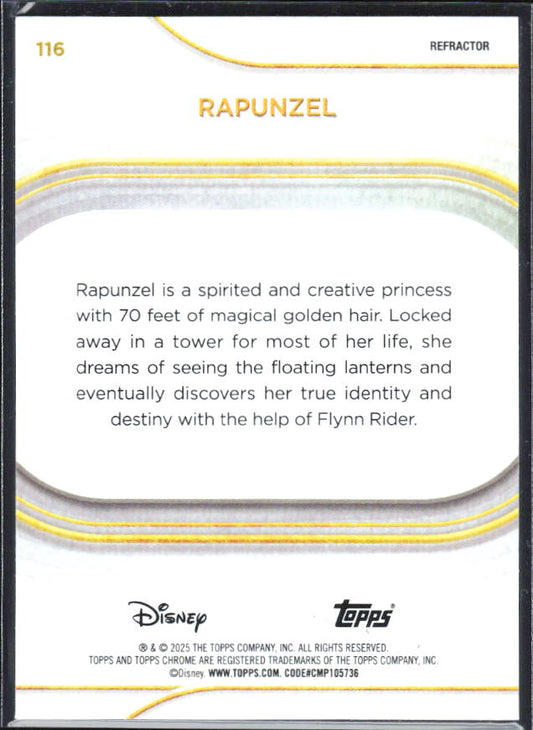 2025 Topps Chrome Disney #116 Rapunzel Refractor – baksida