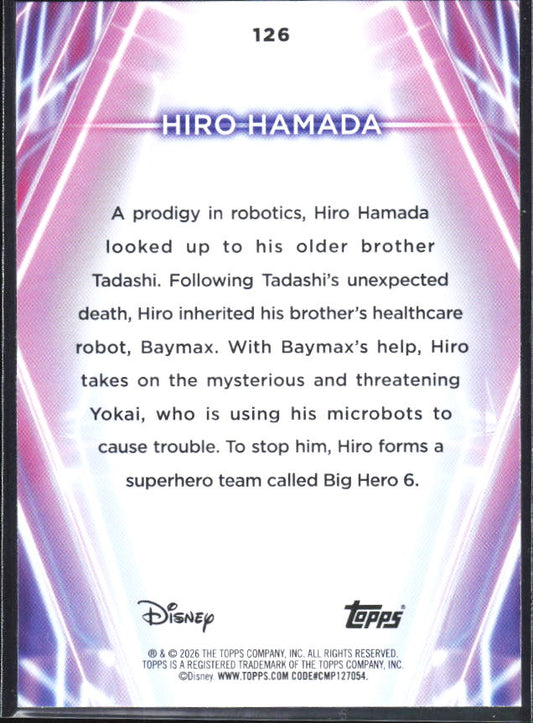 2026 Topps Disney Neon #126 Hiro Hamada Rainbow Foil – baksida