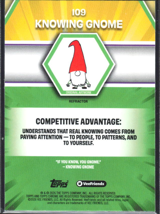 2026 Topps Chrome VeeFriends #109 Knowing Gnome Refractor – baksida