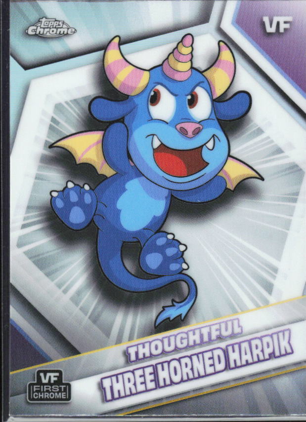 2026 Topps Chrome VeeFriends #4 Thoughtful Three Horned Harpik Refractor – framsida