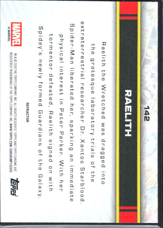 2026 Topps Chrome Marvel Comics #142 Raelith Refractor – baksida