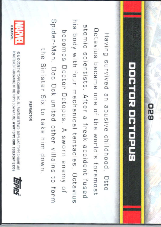 2026 Topps Chrome Marvel Comics #029 Doctor Octopus Refractor – baksida