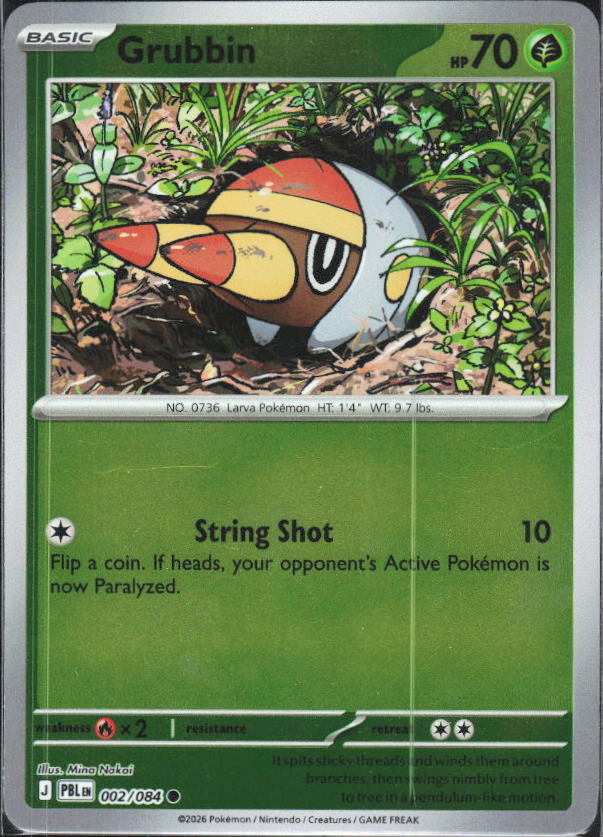 ME05: Pitch Black #002/084 Grubbin Reverse Holo – framsida
