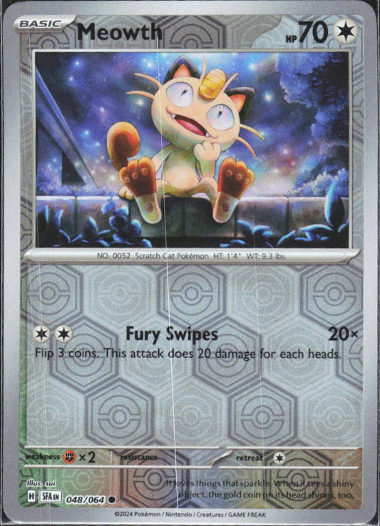 Scarlet & Violet: Shrouded Fable #048/064 Meowth Reverse Holo – framsida