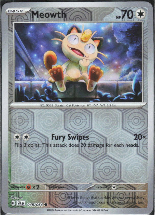 Scarlet & Violet: Shrouded Fable #048/064 Meowth Reverse Holo – framsida