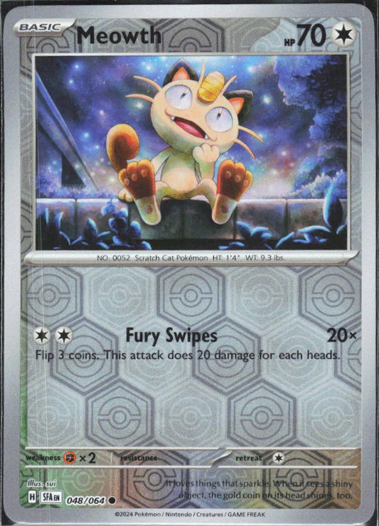 Scarlet & Violet: Shrouded Fable #048/064 Meowth Reverse Holo – framsida