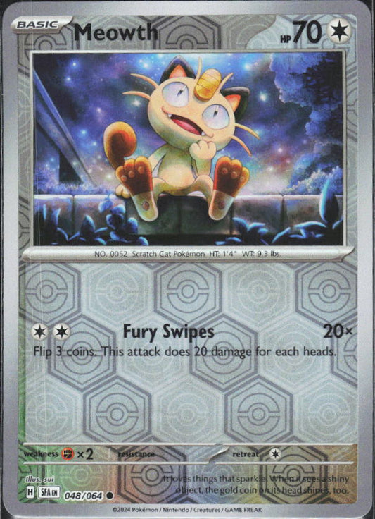 Scarlet & Violet: Shrouded Fable #048/064 Meowth Reverse Holo – framsida