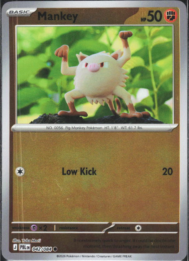 ME05: Pitch Black #042/084 Mankey Reverse Holo – framsida