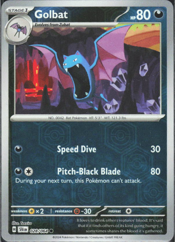 Scarlet & Violet: Shrouded Fable #028/064 Golbat Reverse Holo – framsida
