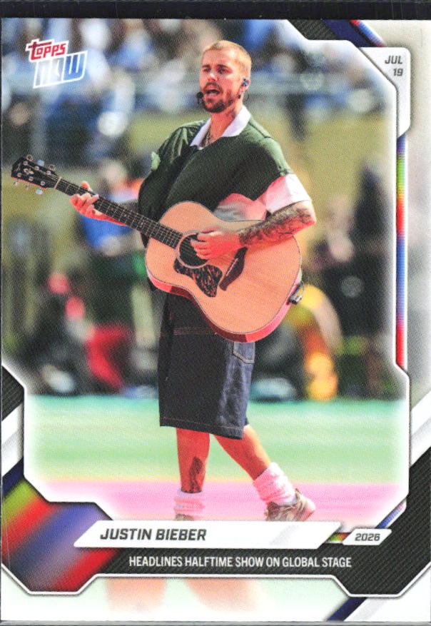 2026 Topps NOW #JB01 Justin Bieber – framsida