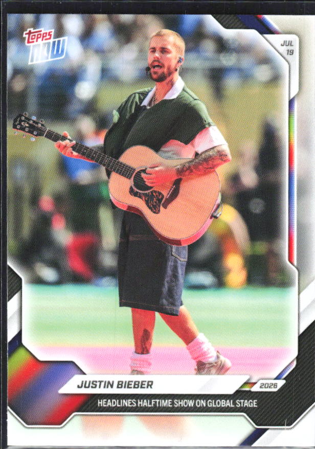 2026 Topps NOW #JB01 Justin Bieber – framsida