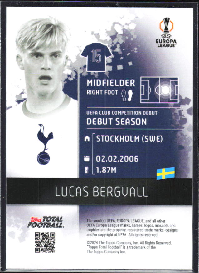 2024-25 Topps Total Football #1162 Lucas Bergvall Master Magicians /5 – baksida