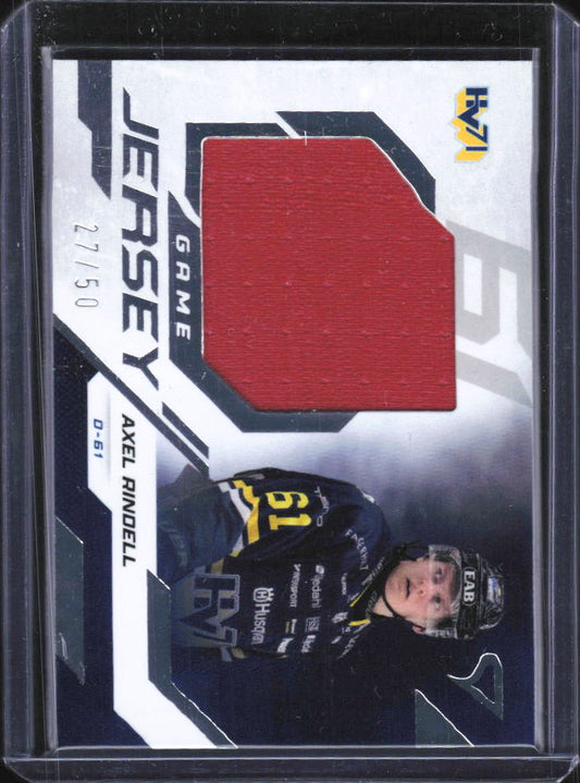 2025-26 SportZoo SHL Series 1 #GJ-AR Axel Rindell Game Jersey 27/50 – framsida
