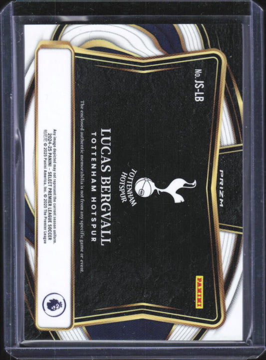 2024-25 Panini Select Premier League #JS-LB Lucas Bergvall Jumbo Swatches Silver Prizm – baksida