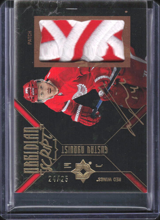 2014-15 Upper Deck Ultimate Collection #OS-GN Gustav Nyquist Obsidian Script Patch 24/25 – framsida