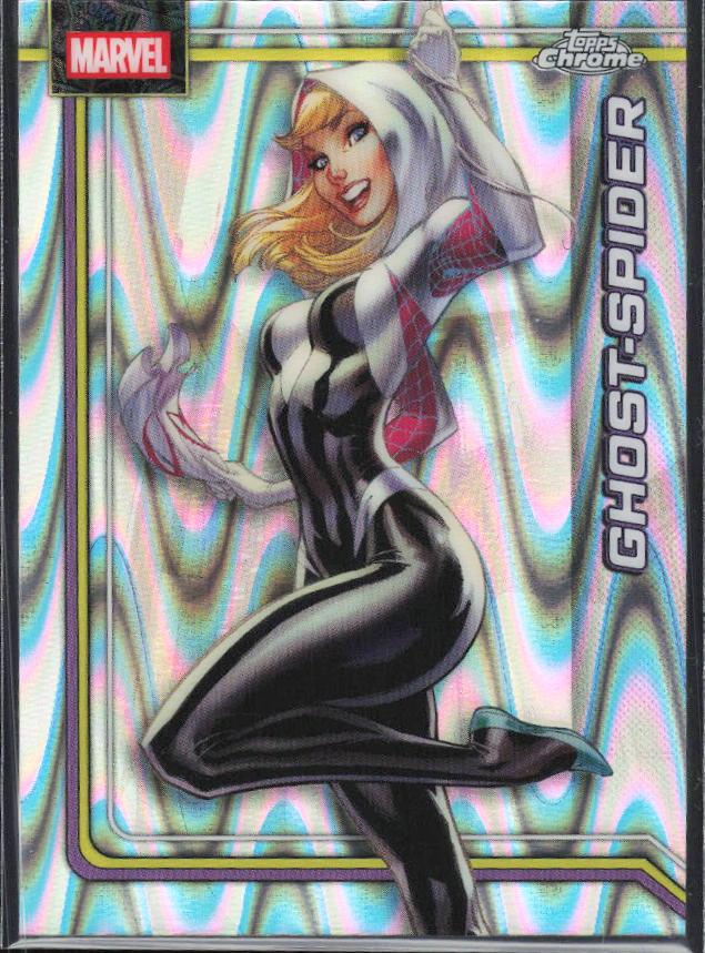 2026 Topps Chrome Marvel Comics #42 Ghost-Spider RayWave Refractor – framsida