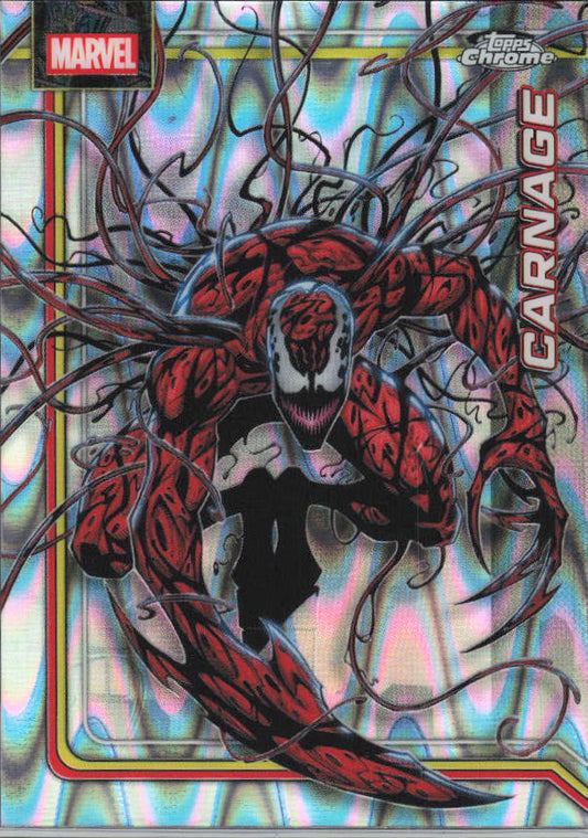 2026 Topps Chrome Marvel Comics #22 Carnage RayWave Refractor – framsida