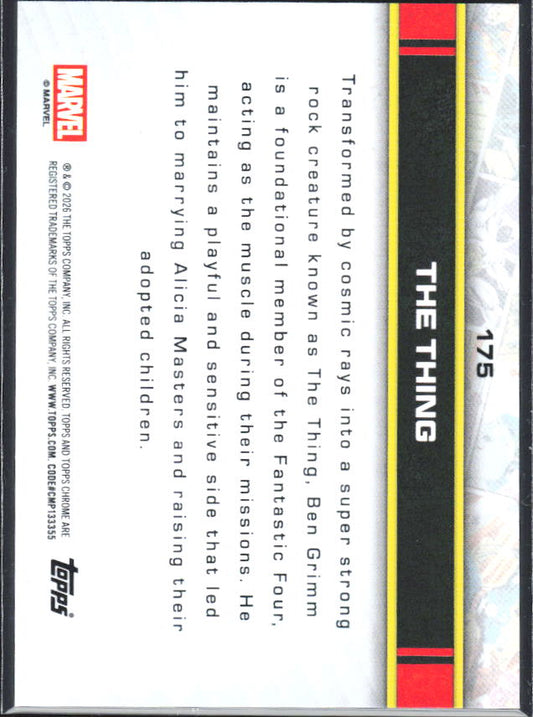 2026 Topps Chrome Marvel Comics #175 The Thing RayWave Refractor – baksida