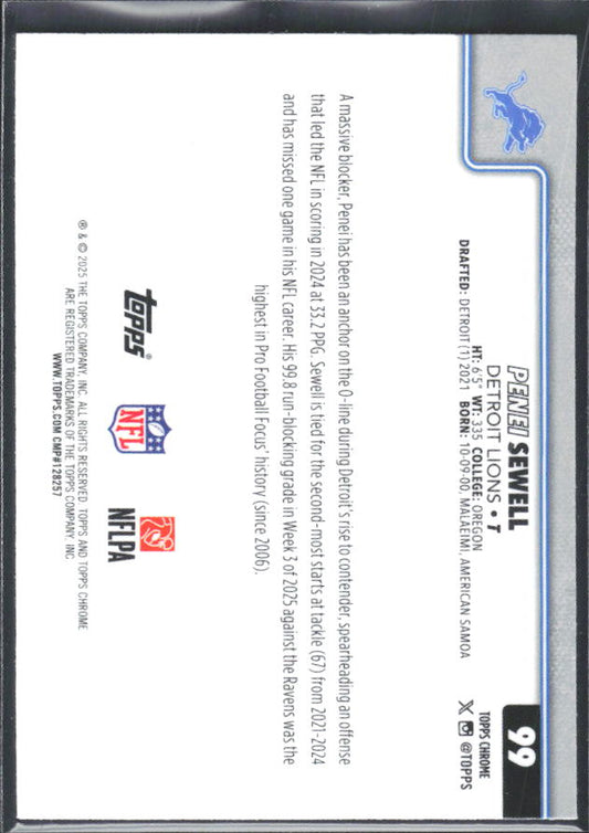2025 Topps Chrome #99 Penei Sewell – baksida