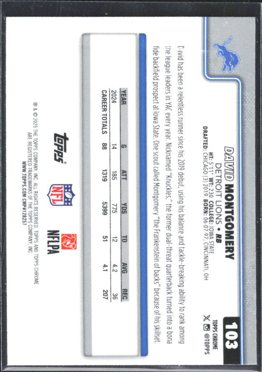 2025 2025 Topps Chrome #103 David Montgomery – baksida