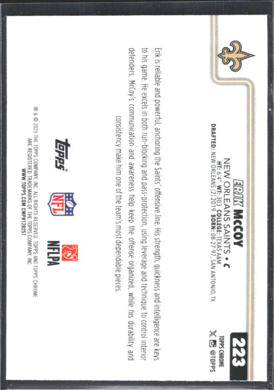 2025 Topps Chrome #223 Erik McCoy – baksida
