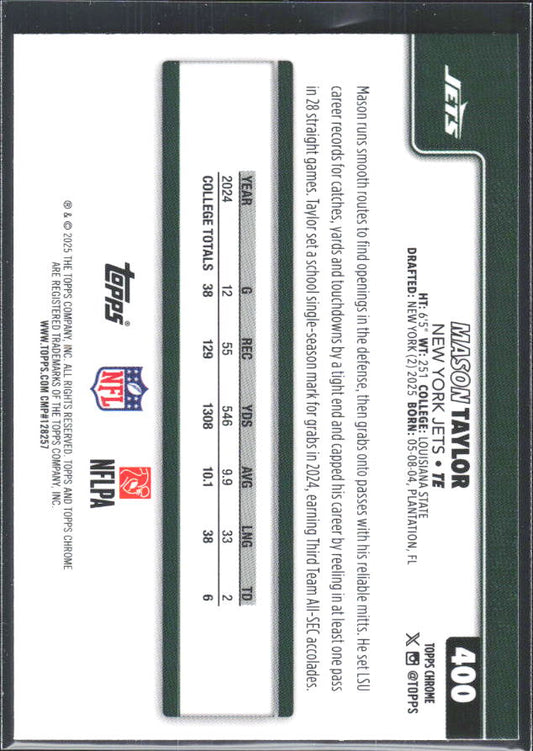 2025 Topps Chrome #400 Mason Taylor – baksida