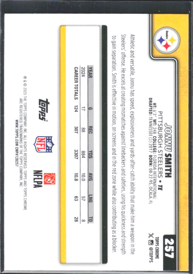 2025 Topps Chrome #257 Jonnu Smith – baksida