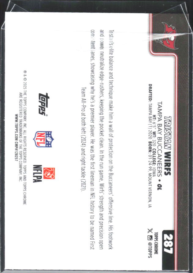 2025 Topps Chrome #287 Tristan Wirfs – baksida