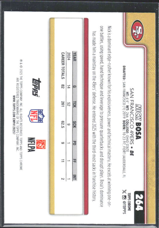 2025 Topps Chrome #264 Nick Bosa – baksida