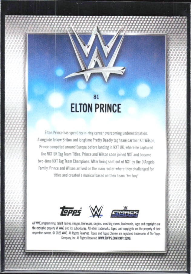2026 Topps Chrome WWE #81 Elton Prince – baksida