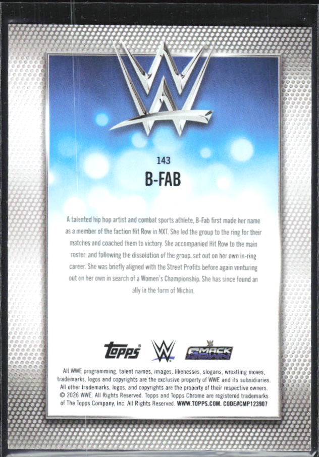 2026 Topps Chrome WWE #143 B-Fab – baksida