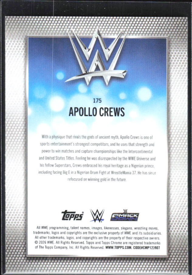 2026 2026 Topps Chrome WWE #175 Apollo Crews – baksida