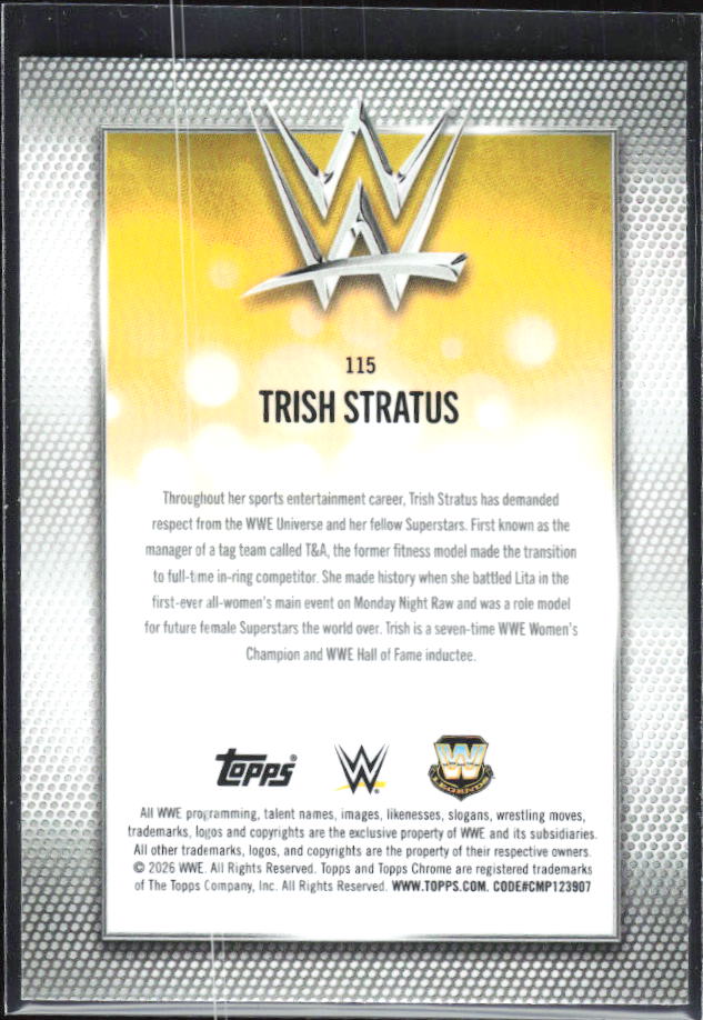 2026 Topps Chrome WWE #115 Trish Stratus – baksida