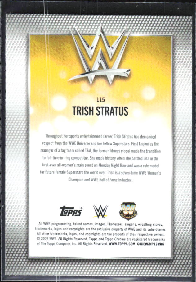 2026 Topps Chrome WWE #115 Trish Stratus – baksida