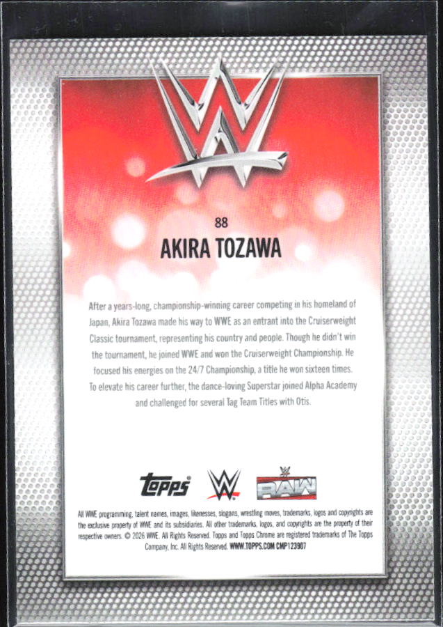 2026 Topps Chrome WWE #88 Akira Tozawa – baksida
