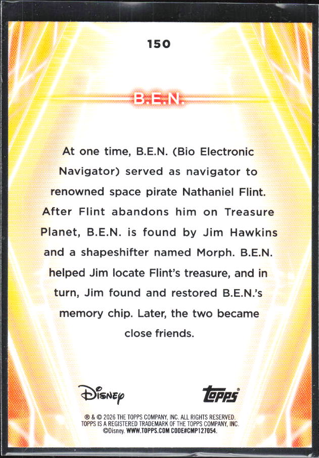 2026 Topps Disney Neon #150 B.E.N. – baksida