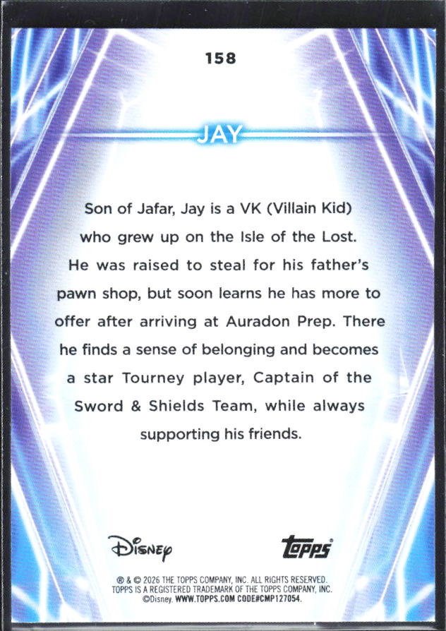 2026 Topps Disney Neon #158 Jay – baksida