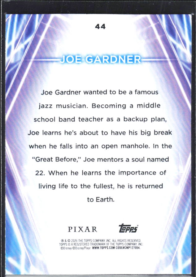 2026 Topps Disney Neon #44 Joe Gardner – baksida