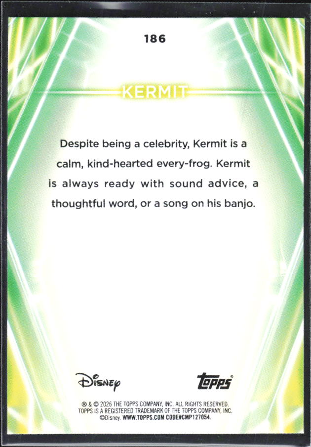 2026 Topps Disney Neon #186 Kermit – baksida