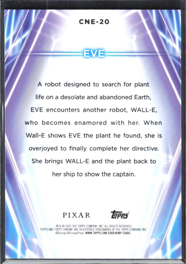 2026 Topps Disney Neon #CNE-20 EVE Chrome Etch – baksida