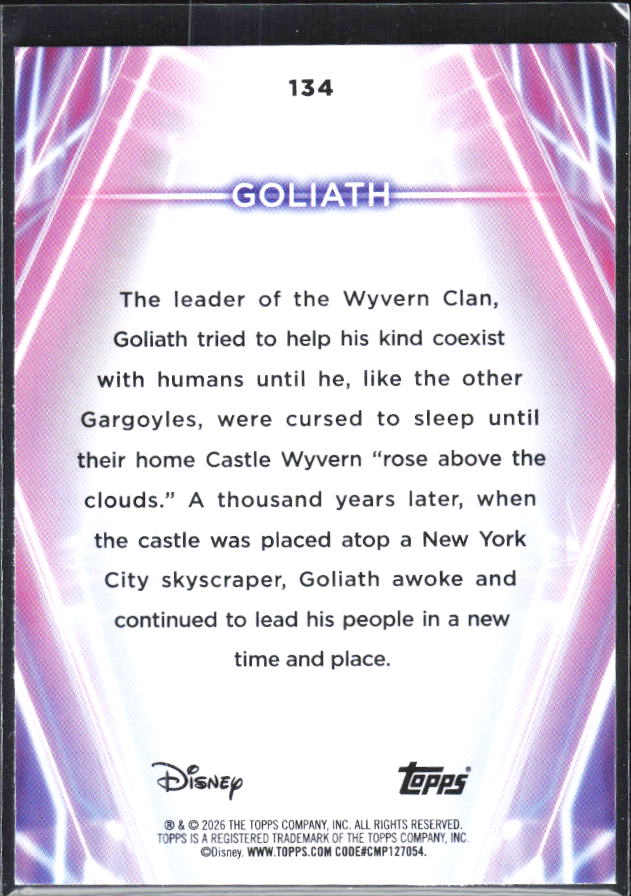 2026 Topps Disney Neon #134 Goliath – baksida