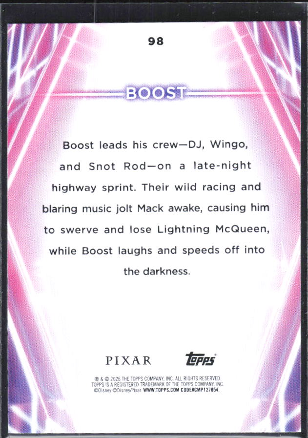 2026 Topps Disney Neon #98 Boost – baksida