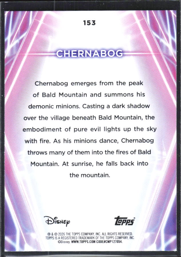 2026 Topps Disney Neon #153 Chernabog – baksida