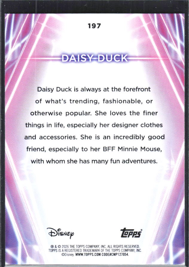 2026 Topps Disney Neon #197 Daisy Duck – baksida
