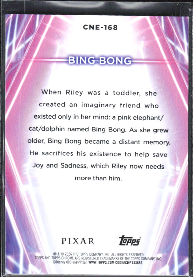 2026 Topps Disney Neon #CNE-168 Bing Bong Chrome Etch – baksida
